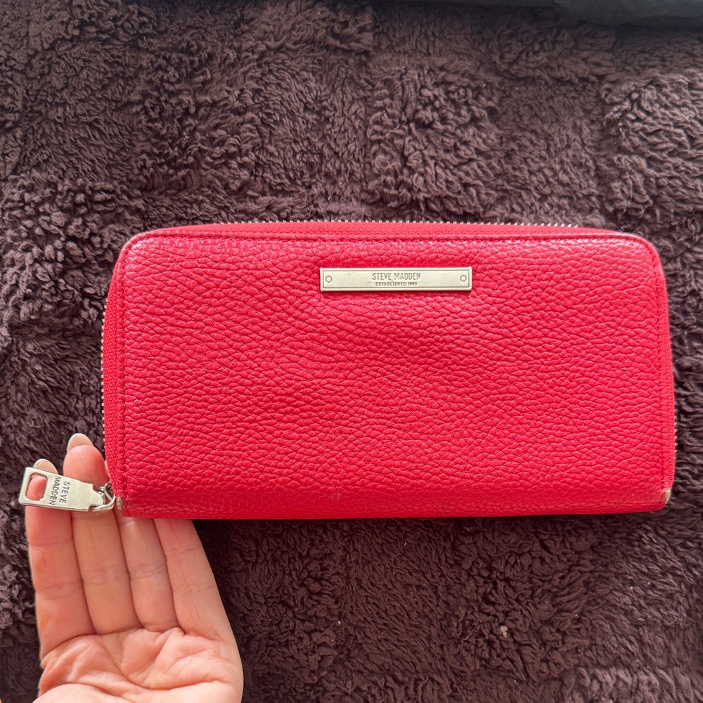 Steve Madden Cherry Red Zip-Around Wallet